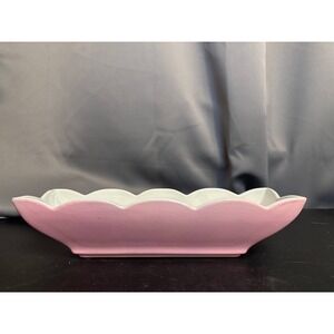Vintage Hull Pottery USA Pink Scalloped Edge Planter Centerpiece Dish 53